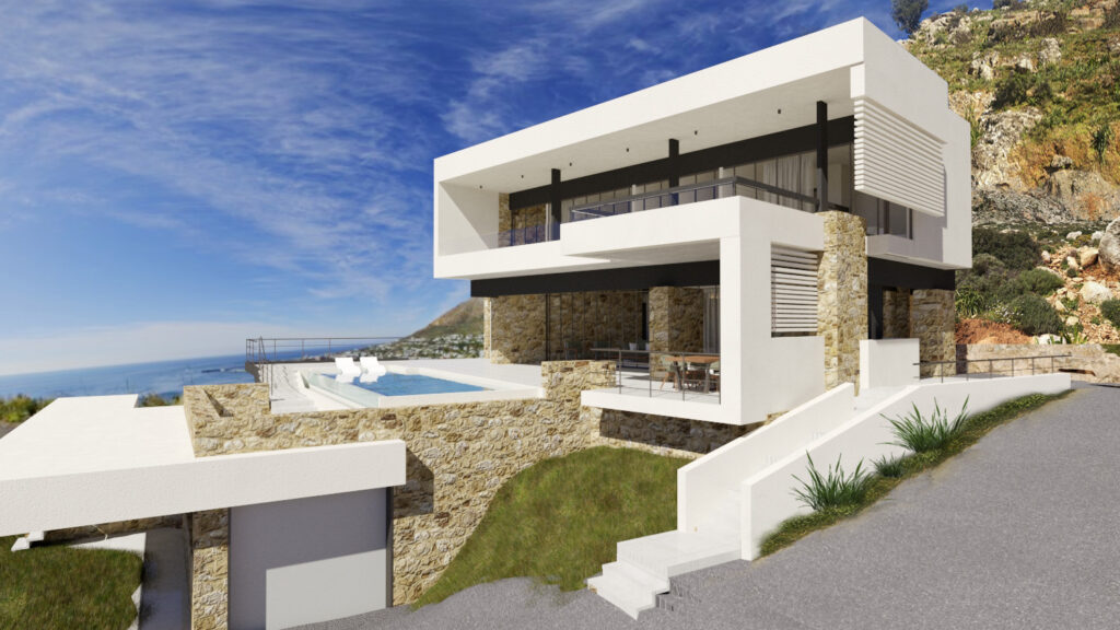 Finishing in 2023, this modern 4 bedroom villa with infinity pool and stunning sea views is absolutely magnificent. Contact us to design and build your custom designed dream home for you.