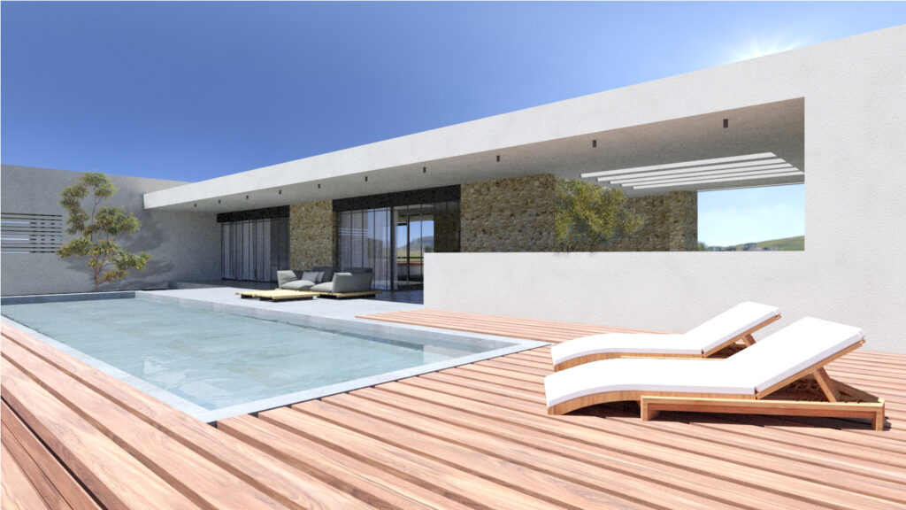 Moderne einstöckige Villa mit privatem Pool