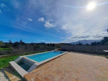 Stone house with swimming pool and mountain views for sale in Litsarda, Chania